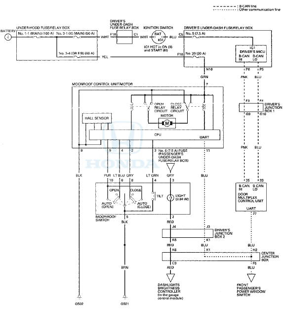 Honda Accord: Circuit Diagram - Moonroof - Body Electrical - Honda ...