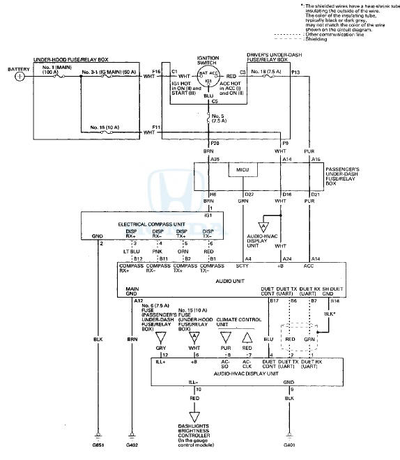 Honda Accord: Circuit Diagram - Electrical Compass - Audio, Navigation ...