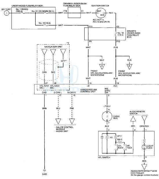 Honda Accord: Circuit Diagram - HandsFreeLink System - Audio ...